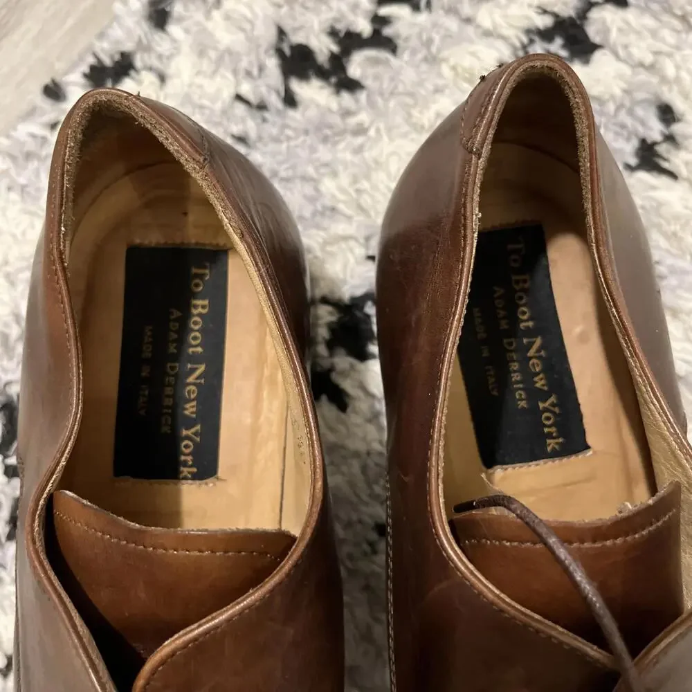 TO BOOT NEW YORK BROWN LACE UP DRESS SHOES SIZE 9.5M MADE ITALY GOOD CONDITION!